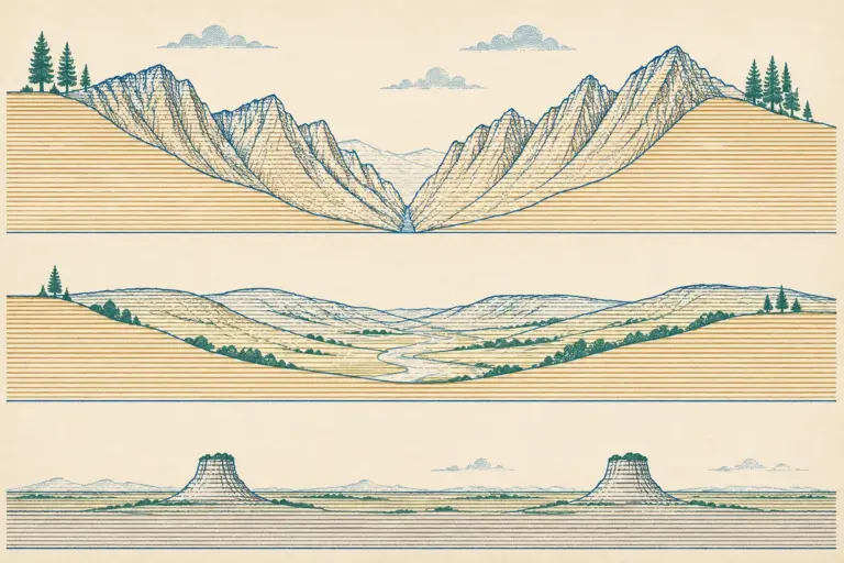Cycle of Erosion: Davis, Penck and King Compared