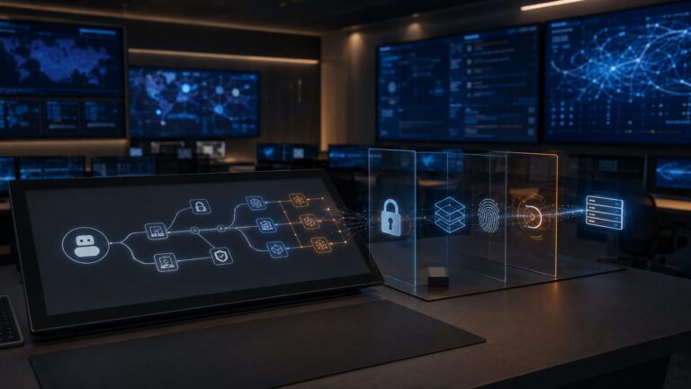 Autonomous AI workflow approaching a web server through monitoring and containment controls