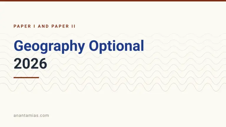 UPSC Geography optional question paper 2026, Paper I and Paper II