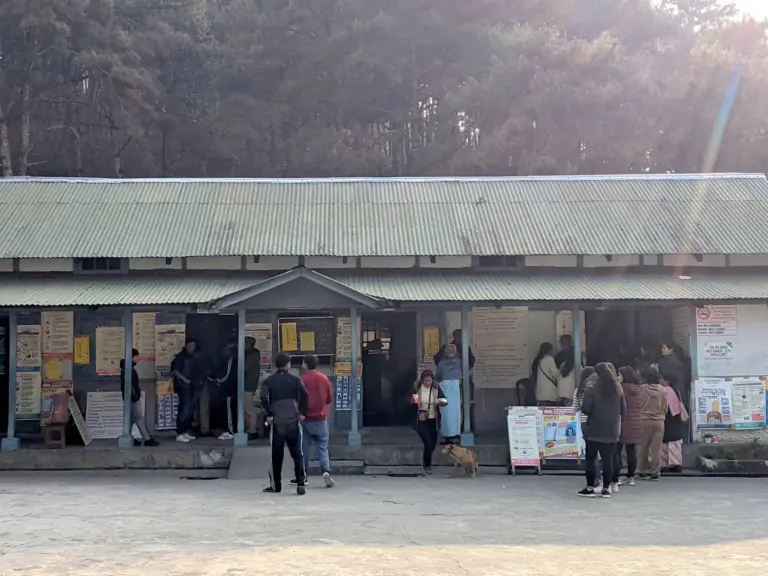 Voters queue outside a polling station in Shillong, Meghalaya, where Home Guards are routinely posted on election duty