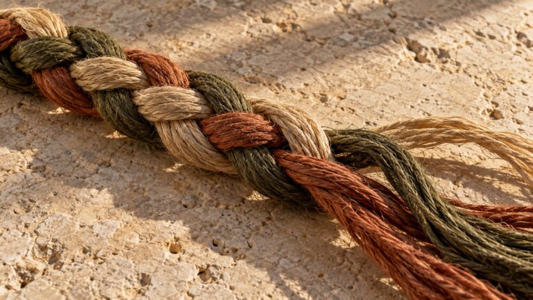 Conceptual braided rope with distinct strands joining a shared structure