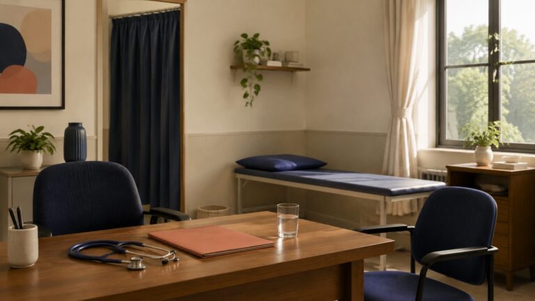 A mature woman receiving respectful counselling in a primary health-care setting