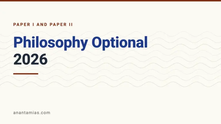 UPSC Philosophy optional question paper 2026, Paper I and Paper II