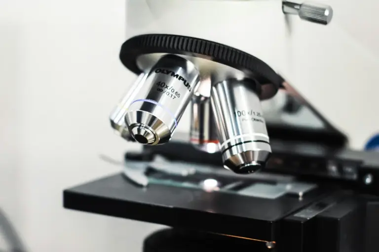 Microscope on a laboratory bench