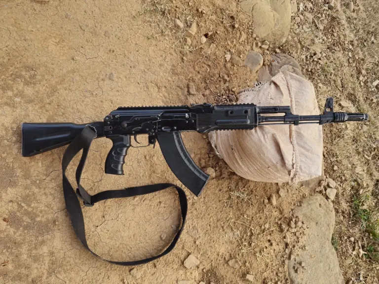 An AK-203 assault rifle of the Indian Army.
