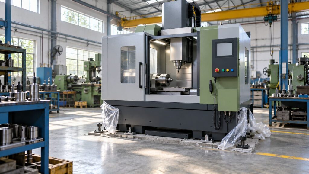 Illustrative newly installed industrial machine on a workshop floor