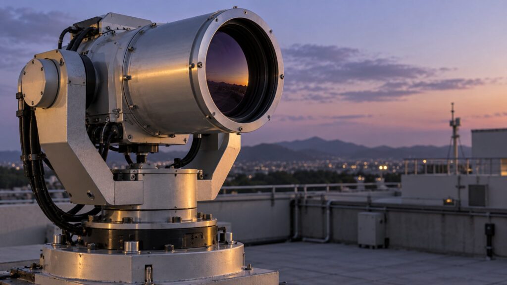 Illustrative optical communication terminal on a tracking mount