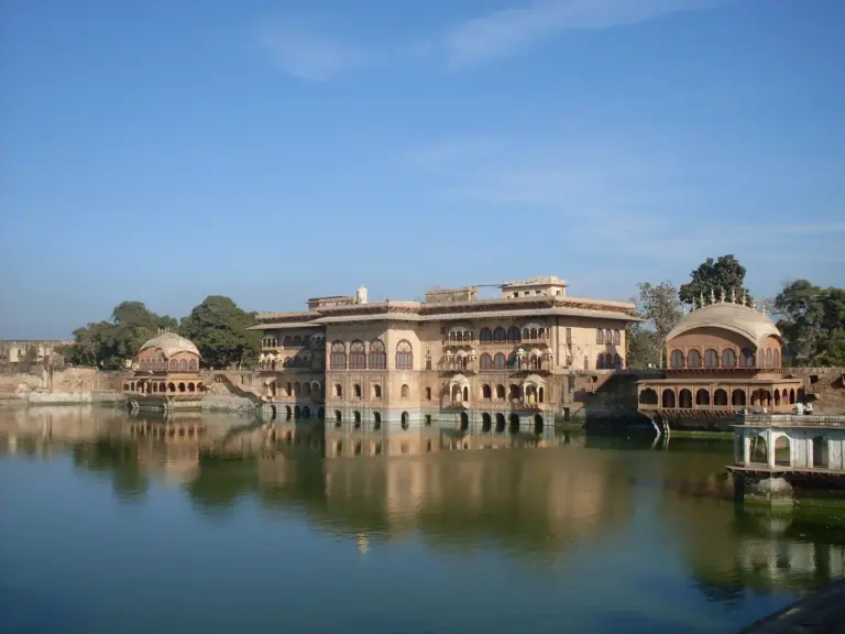 The Jal Mahal water palace at Deeg in Rajasthan, part of the palace complex built by the Jat rulers of Bharatpur.