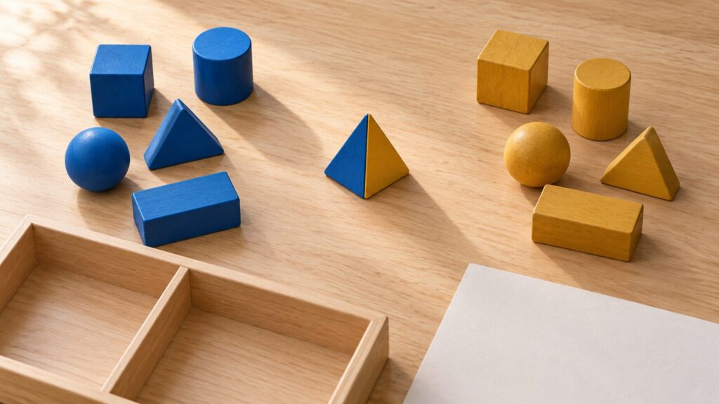 Illustrative classroom objects arranged for a sorting and classification activity