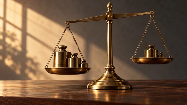 Conceptual brass balance scale representing the trade-off between price stability and economic activity